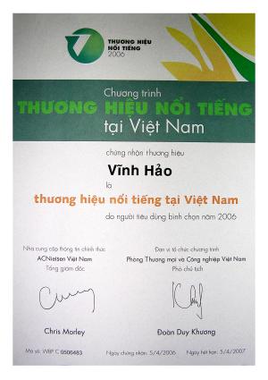 Vĩnh Hảo Thương Hiệu Nổi Tiếng Việt nam